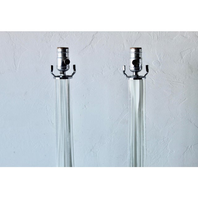 1980s 1980s Mid-Century Modern Paul Kedelv Style Encased White Art Glass Table Lamps - a Pair For Sale - Image 5 of 13