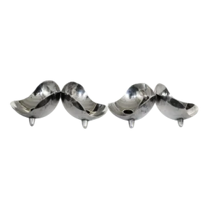 Hans Jensen Danish Modern Vide Poche Inter-Connected Silver Plate Candle Holders - Set of 2