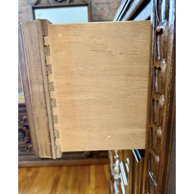 Bassett Furniture Vintage Brutalist-Spanish Revival Bedroom Set by Bassett - Chest of Drawers & Long Lowboy Dresser For Sale - Image 4 of 5