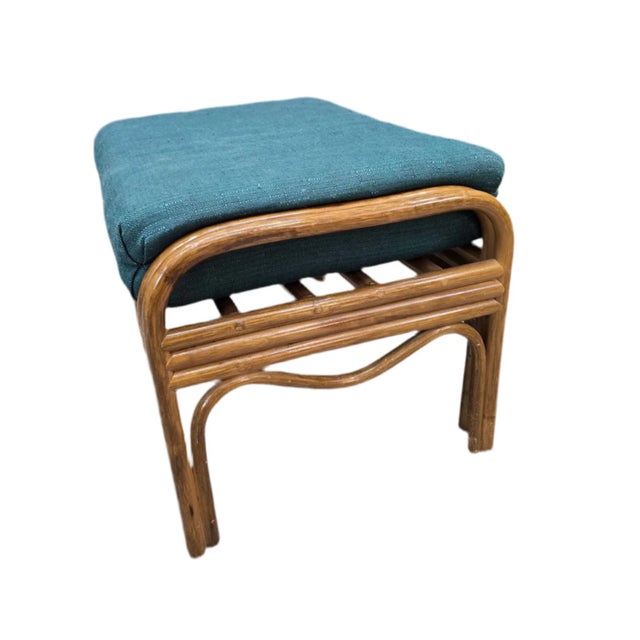 Brown Mid Century Modern Wicker Chair and Ottoman - 2pc Set For Sale - Image 8 of 9