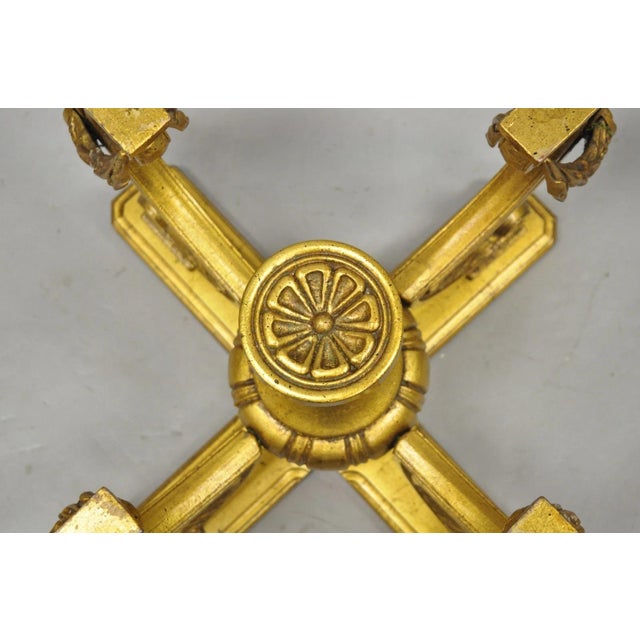 Vintage Italian Hollywood Regency Gold Gilt Metal Double Pedestal Coffee Table For Sale In Philadelphia - Image 6 of 18