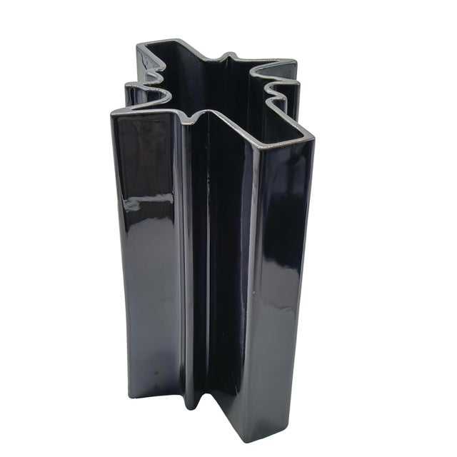 Black Ceramic Vase by Angelo Mangiarotti for F.lli Brambilla, Italy, 1960s For Sale - Image 6 of 9