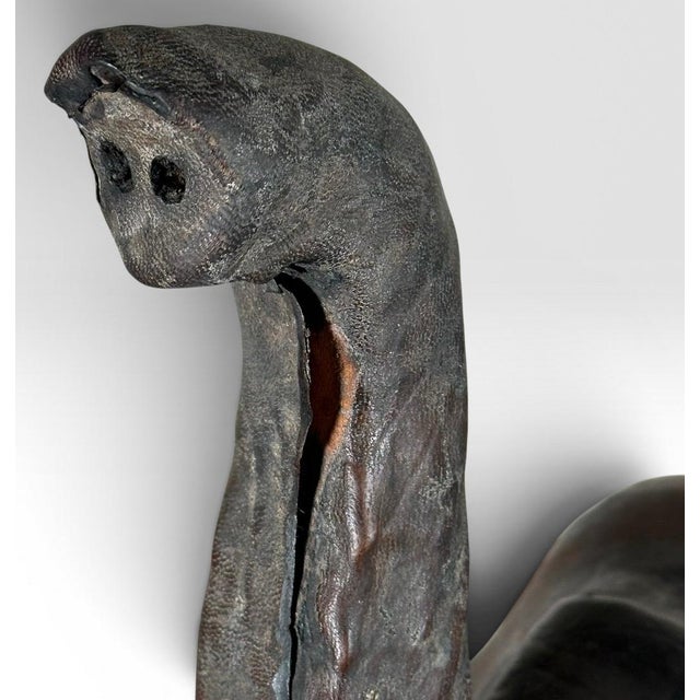 Vintage Mid-Century Leather-Wrapped Elephant Floor Sculpture For Sale - Image 10 of 15