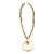 Vintage Italian Brass Chain Link Necklace With Diamond Faceted Glass PInk Pendant, 1980's For Sale