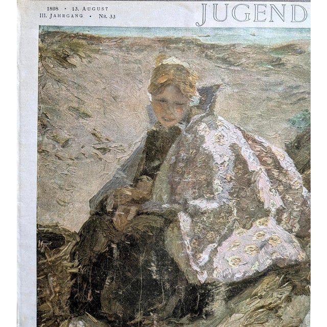 An original 1898 Jugend magazine cover (III. Jahrgang, Nr. 33), published on August 13, 1898, featuring "A Child in the...