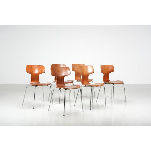 Model 3103 Chairs by Arne Jacobsen for Fritz Hansen, 1950s, Set of 6, in Very Good conditions. Designed 1950 to 1959 This...