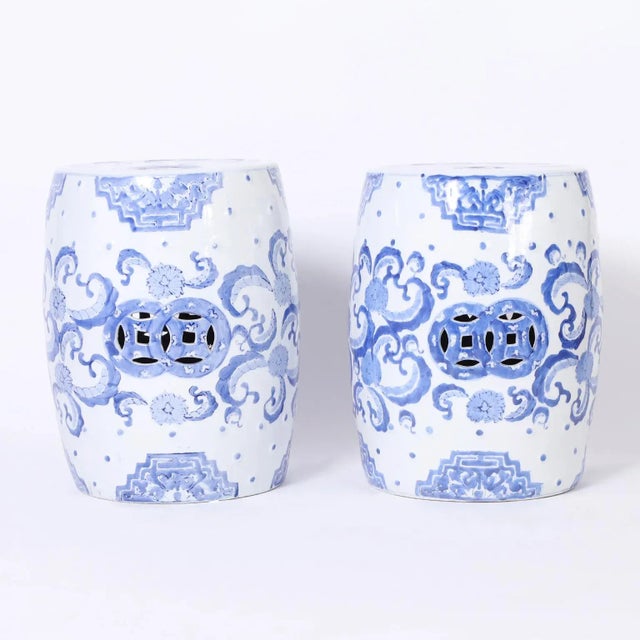 Blue Vintage Pair of Chinese Blue and White Garden Seats For Sale - Image 8 of 8