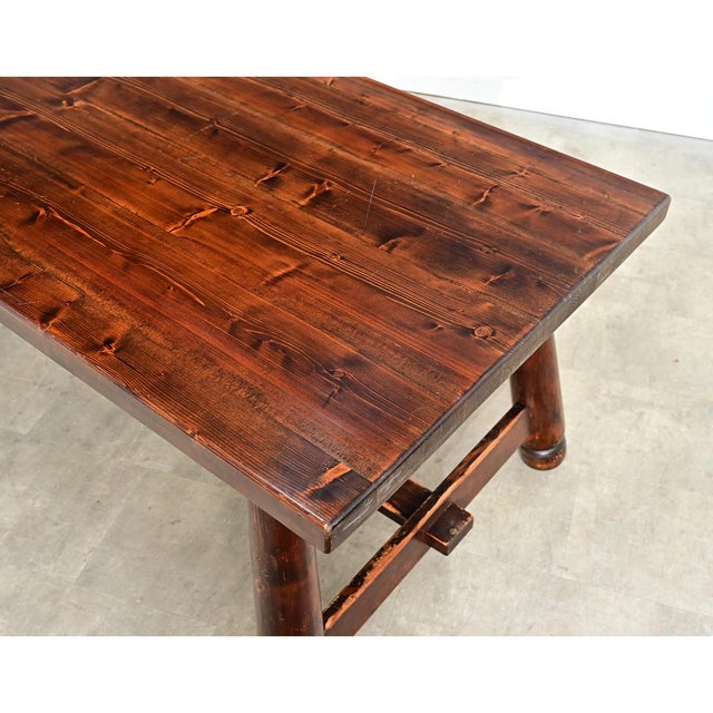 French Mid-Century Brutalist Pine Dining Table For Sale - Image 12 of 14