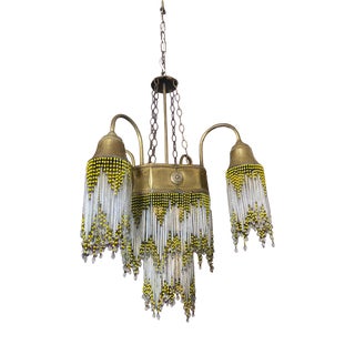 Vintage Glass Beads Chandelier, 1920s For Sale