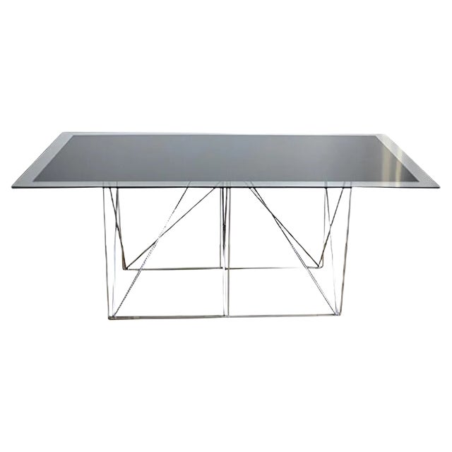 Steel and Glass Dining Table by Max Sauze for Max Sauze Studio, 1970s For Sale