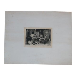 Antique Jean Louis Ernest Meissonier Classical Game of Chess Etching 24" For Sale