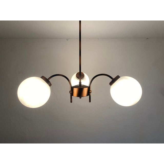 Vintage Mid-Century 3-Light Opaline Glass Chandelier from Kaj, Former Yugoslavia, 1970s For Sale - Image 3 of 11