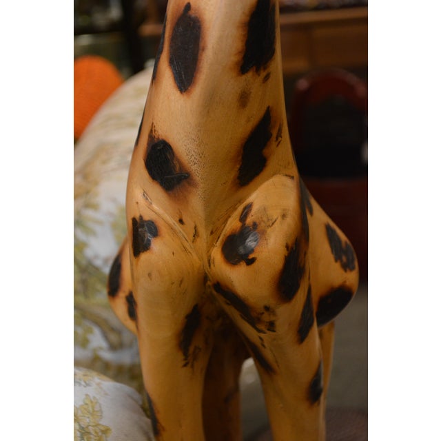 Hand Crafted 5.5' Golden Wood & Brown Standing Wooden Giraffe For Sale - Image 10 of 17