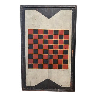 Polychrome Painted Checkboard For Sale