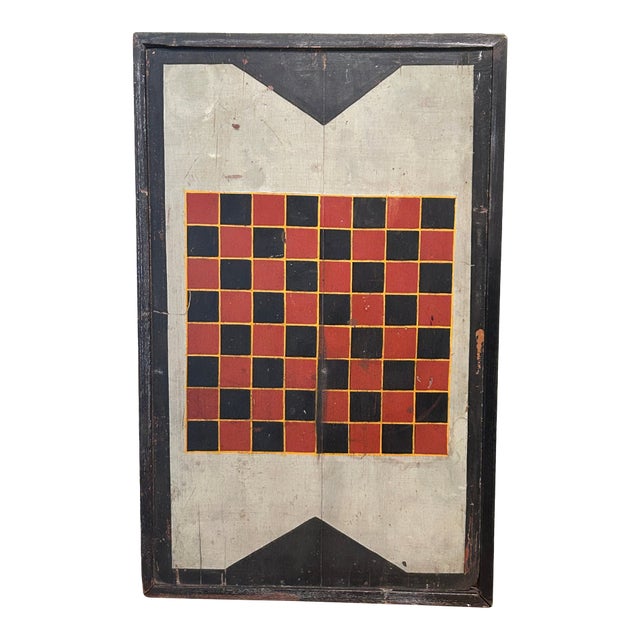 Polychrome Painted Checkboard For Sale