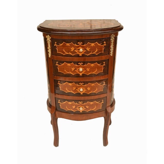 French Louis XV Revival Inlaid Nightstands, Set of 2 For Sale - Image 5 of 10