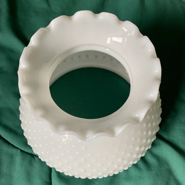 Shabby Chic Mid-20th Painted Metal Wall Lamp With Chimney and White Hobnail Glass Shade For Sale - Image 3 of 13