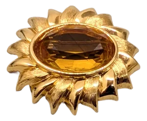 Vintage Signed Napier Goldtone Faux-Citrine Flower Brooch