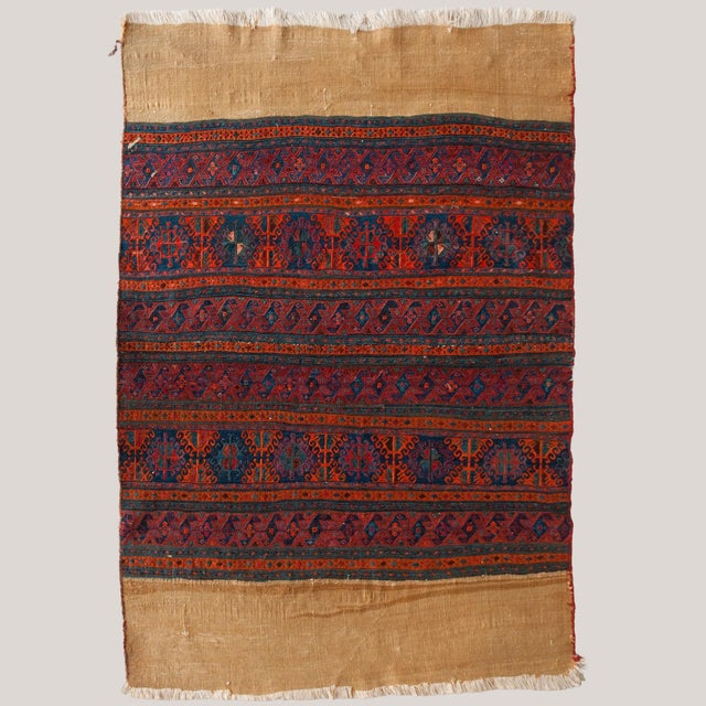1950s Vintage Ersari Turkmen Embroidered Flatweave Textile, 1950s For Sale - Image 5 of 5