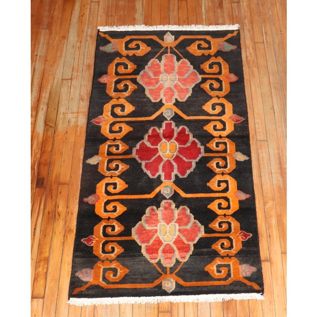 Textile Vintage Tibetan Floral Rug - 2'11" x 5'9" For Sale - Image 7 of 7