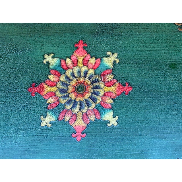 Tibetan Style Green Ochre Two Snowlions End Table Nightstand For Sale - Image 15 of 15