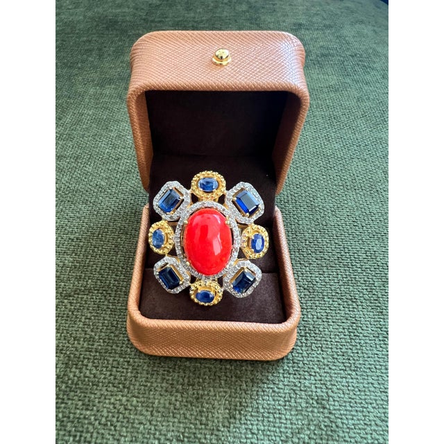 Bochic "Orient" Vintage Diamond, Blue Sapphire & Opal Ring Set 18K Gold & Silver For Sale - Image 18 of 18