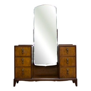 Art Deco British Burr Walnut Dressing Chest from Beithcraft, 1950s For Sale