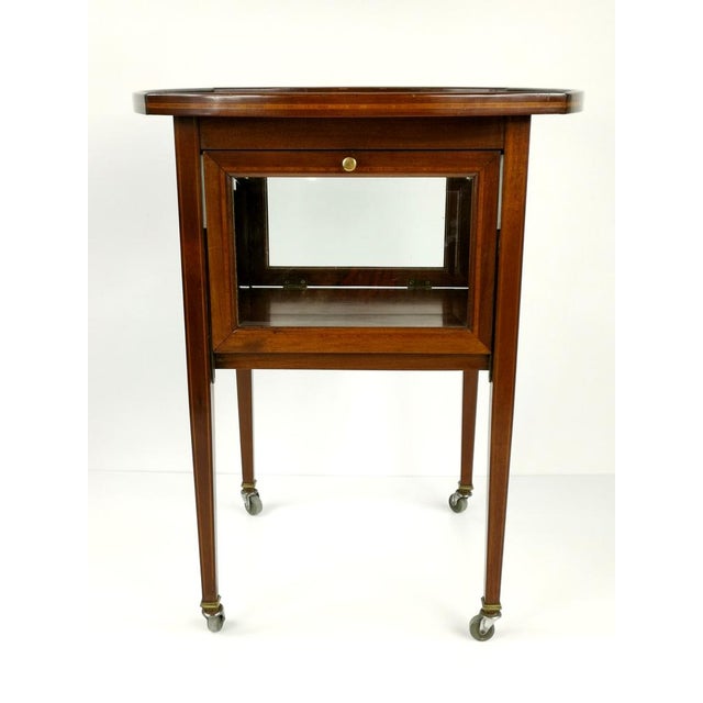 Wood French Neoclassical Mahogany Bar Cart with Glass Tray, 1930s For Sale - Image 7 of 8
