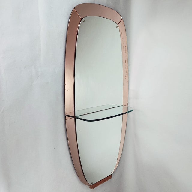 Pink Large Mirror with Shelf, Crystal Art Design, 1950s For Sale - Image 8 of 8