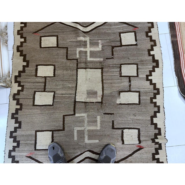 1900s, Handmade Antique Native-American Navajo Rug 4' X 5.10' For Sale - Image 4 of 9