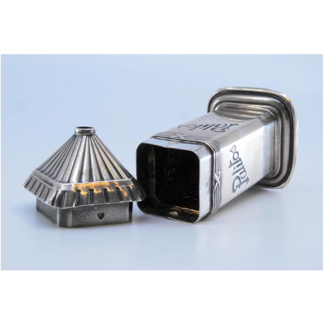 Silver Straw-Shaped Toothpick Holder on Square Base For Sale - Image 6 of 11