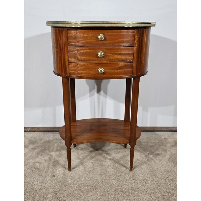 Brown Small Louis XVI Mahogany Drum Table For Sale - Image 8 of 18