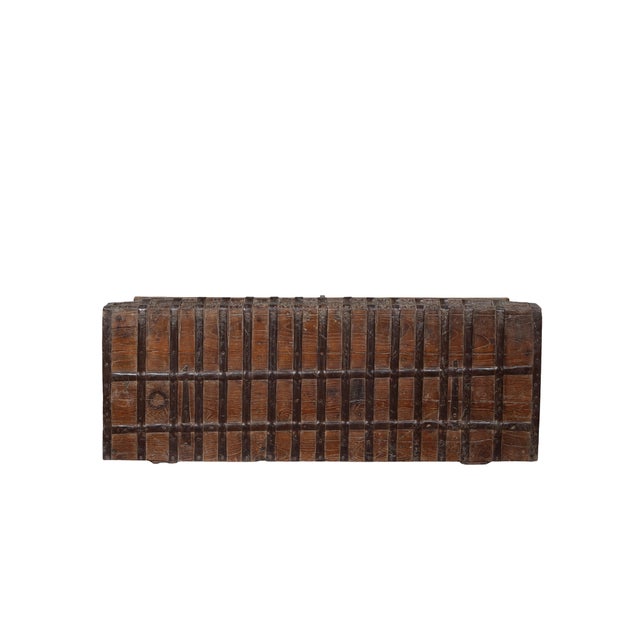 1900 - 1909 Antique Indian Teakwood Pitara Chest “Bed Bench” For Sale - Image 5 of 8