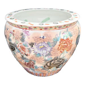 Vintage Chinese Hand Painted Porcelain Fish Bowl Vase