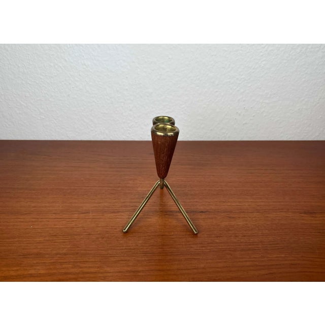 Mid-Century Modern Danish Teak and Brass Candleholder, 1960s For Sale - Image 16 of 18