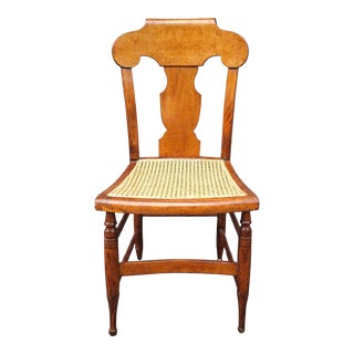 Late 19th Century Victorian Birdeye Maple and Cane Side Chair For Sale