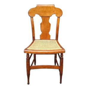 Late 19th Century Victorian Birdeye Maple and Cane Side Chair