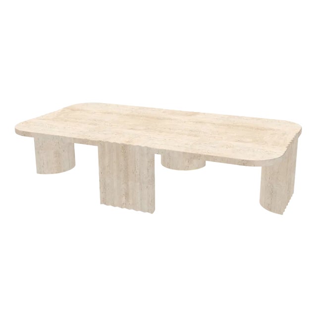 Modern European Caravel Low Coffee Table in Travertine by Collector For Sale