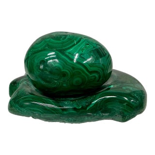 Vintage Malachite Specimens Egg in the Bowl For Sale