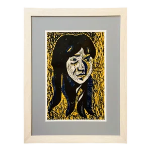 Vintage Original Numbered Woodprint Portrait of Girl With Long Hair on Japanese Rice Paper #3 of 10