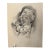 1940s Original Signed Graphite Illustration of Child Playing Trumpet, 10 × 7.75 In. For Sale