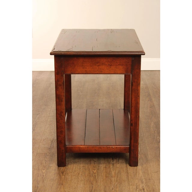 Late 20th Century Rustic Chippendale Style One Drawer Two-Tier Work Table For Sale - Image 11 of 12