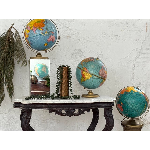 Vintage George F. Cram Co. “Plasti-Lite” illuminated world globe, 10.5", manufactured in Indianapolis, Indiana. This model...