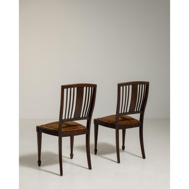19th Century 19th Century Pair of Mahogany Inlaid Chairs with Upholstered Seats For Sale - Image 5 of 9