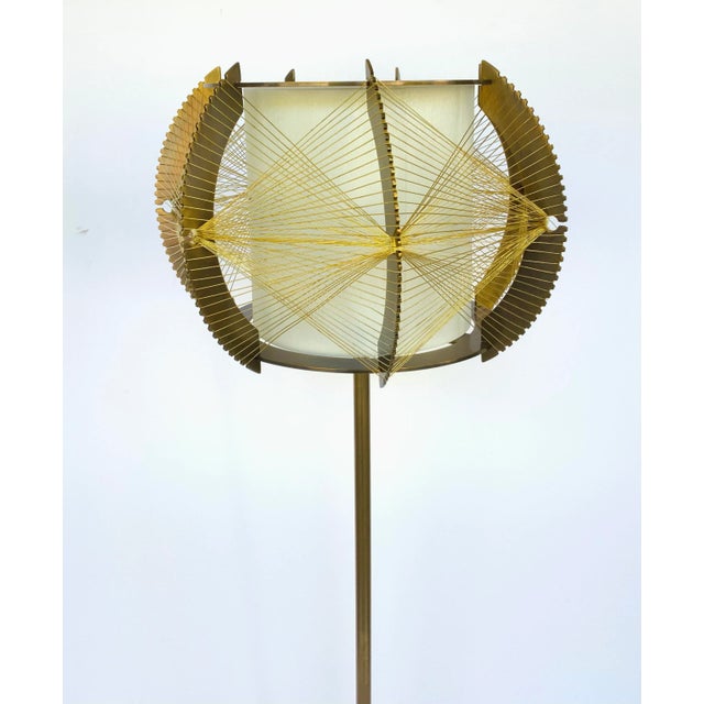 Mid-Century Modern Style Brass Finished Architectural Table Lamps - a Pair For Sale - Image 4 of 5