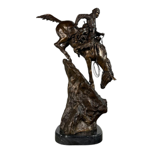 Bronze "The Mountain Man" Statue After Remington, Signed - 36" H