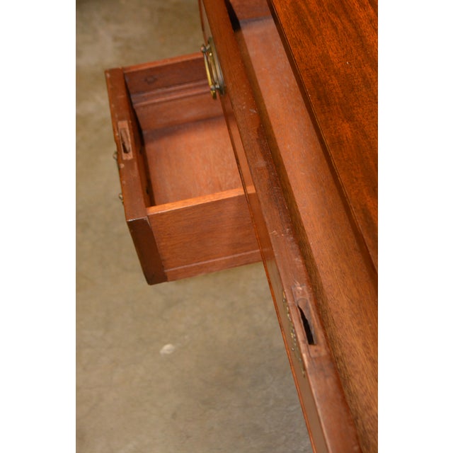 Vintage 1960s Federal Biggs Furniture 3 Drawer Solid Golden Mahogany Writing Desk For Sale - Image 6 of 18