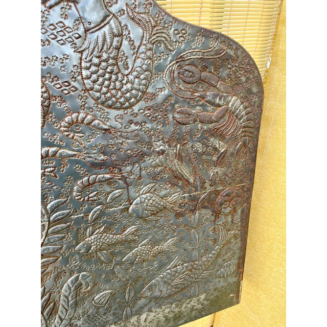 Vintage Bohemian Hand-Embossed Sheet Metal King Size Headboard. Circa 1980s For Sale - Image 11 of 18