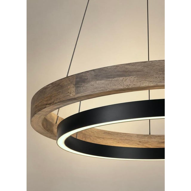 Visual Comfort Visual Comfort - Grace Contemporary Chandelier in Matte Black & Weathered Oak Wood For Sale - Image 4 of 8