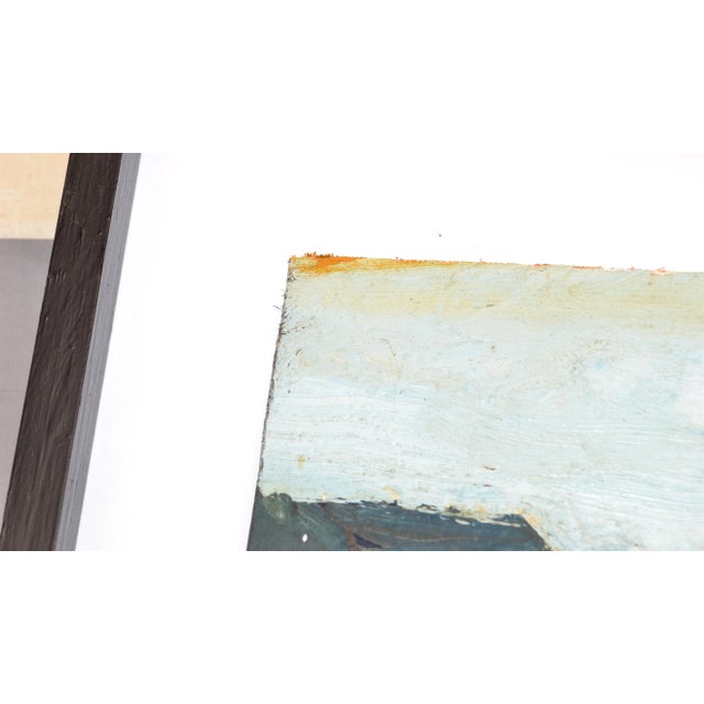 Light Gray Cityscape Painting Acrylic on Board Black & White Framed Mid-Century Modern 70s For Sale - Image 8 of 13